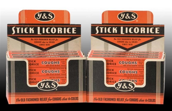 LOT OF 2: DISPLAY Y&S STICK LICORICE BOXES.       