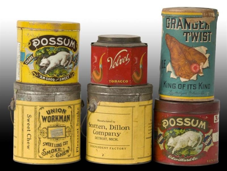 LOT OF 6: ASSORTED TOBACCO CONTAINERS.            