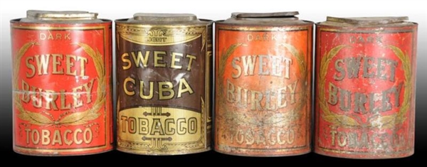 LOT OF 4: ASSORTED TIN TOBACCO STORE BINS.        
