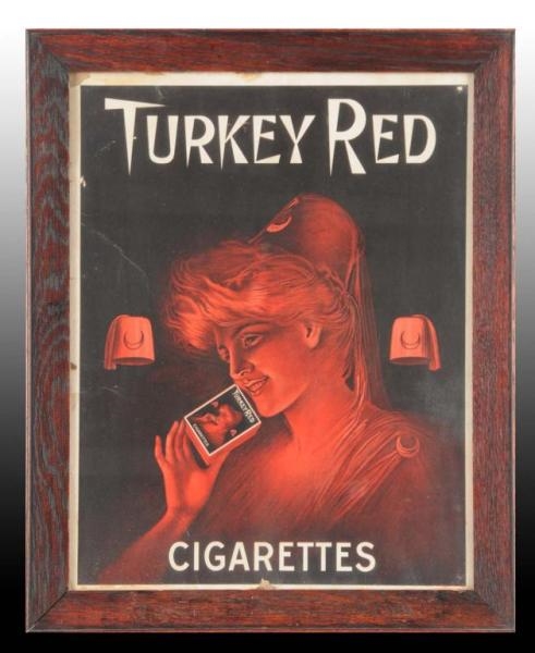 TURKEY RED CIGARETTES CARDBOARD POSTER.           