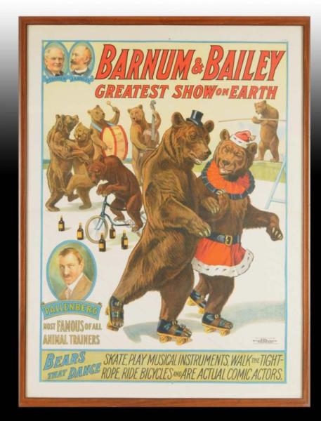 BARNUM & BAILEY CIRCUS POSTER W/ DANCING BEARS.   