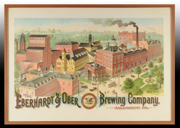 EBERHARDT & OBER BREWING CO. PAPER LITHO POSTER.  