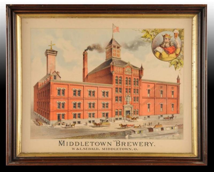 1885 PAPER LITHO MIDDLETOWN BREWERY SIGN.         