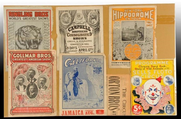 LOT OF 6: ASSORTED EARLY CIRCUS PROGRAMS.         
