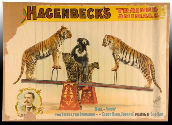 HAGENBECKS TRAINED ANIMALS CIRCUS POSTER.        