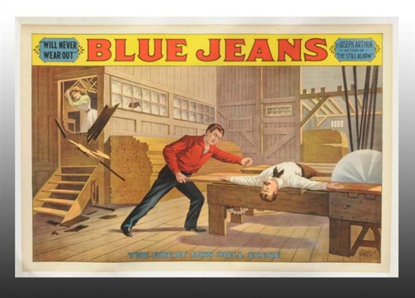BLUE JEANS SAW MILL PAPER LITHO THEATRE POSTER.   