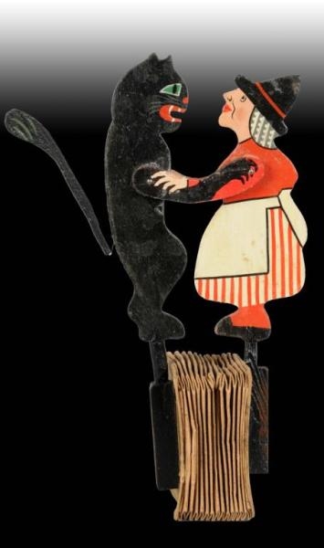 HALLOWEEN FOLK CAT & WITCH ACCORDION SQUEEZE TOY. 