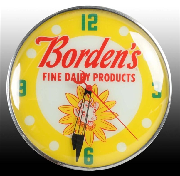 BORDENS DAIRY PRODUCTS ELECTRIC LIGHT-UP CLOCK.  