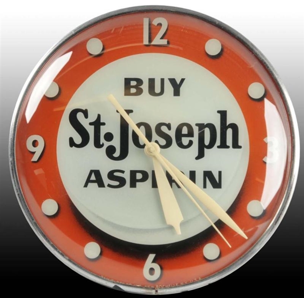 ST. JOSEPH ASPIRIN ELECTRIC LIGHT-UP CLOCK BY PAM.