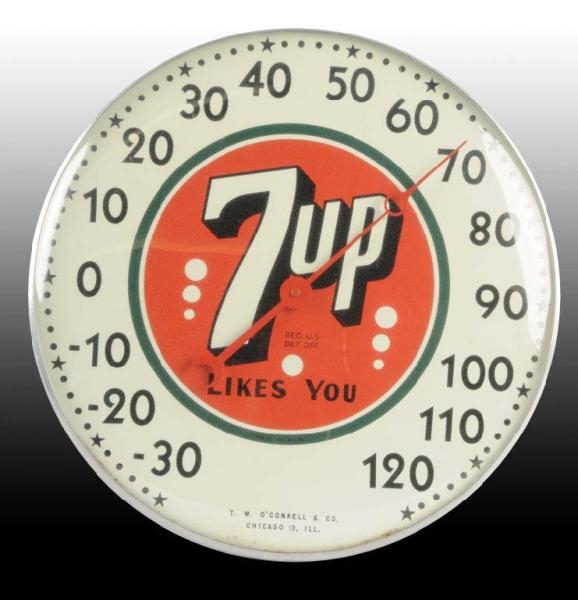 7UP METAL & GLASS THERMOMETER.                    