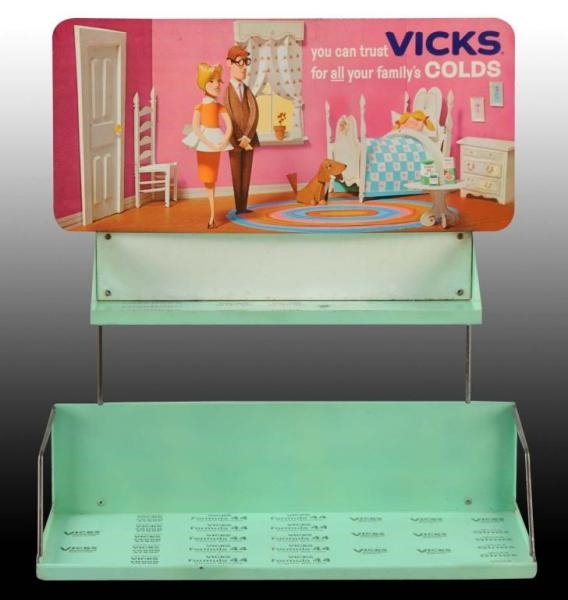 VICKS TIN DOUBLE TIERED VENDER DISPLAY.           