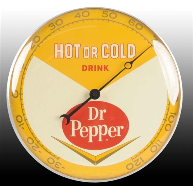 DR. PEPPER GLASS & METAL THERMOMETER.             