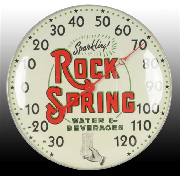 ROCK SPRING BEVERAGES GLASS & METAL THERMOMETER.  