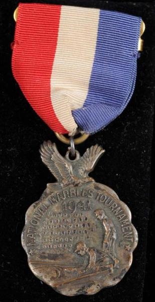 1941 NATIONAL MARBLES TOURNAMENT MEDAL.           