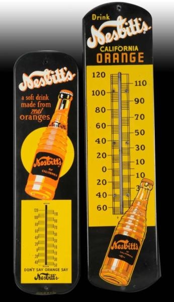 LOT OF 2: NESBITTS TIN THERMOMETERS.             
