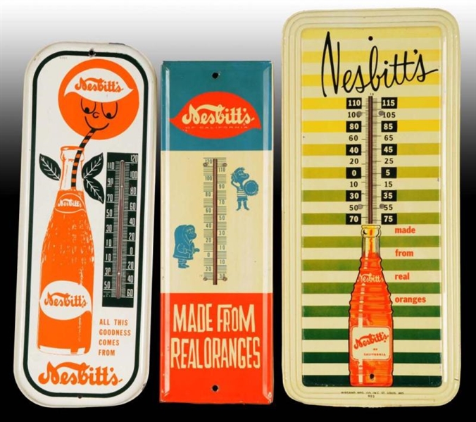 LOT OF 3: ASSORTED NESBITTS THERMOMETERS.        