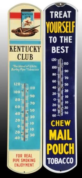 LOT OF 2: LARGE TOBACCO RELATED THERMOMETERS.     