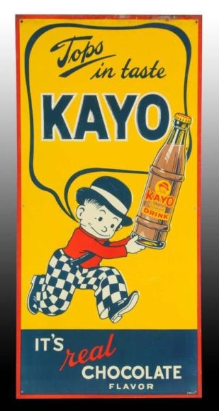 EMBOSSED KAYO CHOCOLATE DRINK TIN SIGN.           