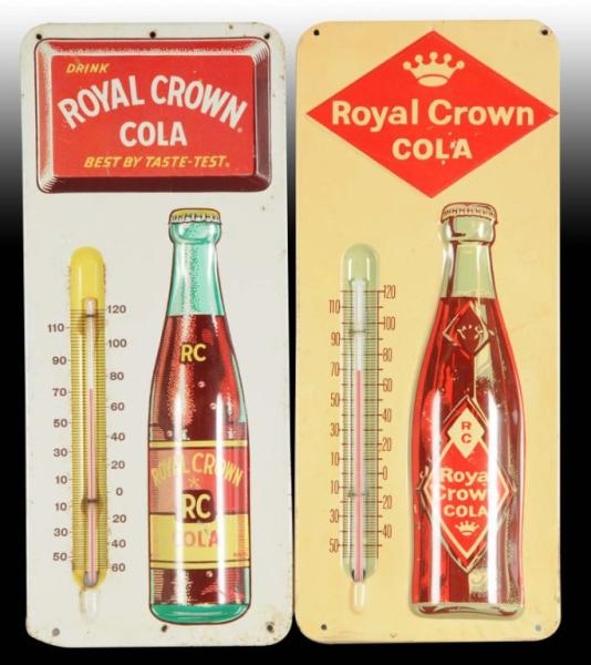 LOT OF 3: RC COLA TIN THERMOMETERS.               