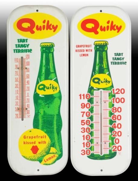 LOT OF 2: QUIKY TIN THERMOMETERS.                 