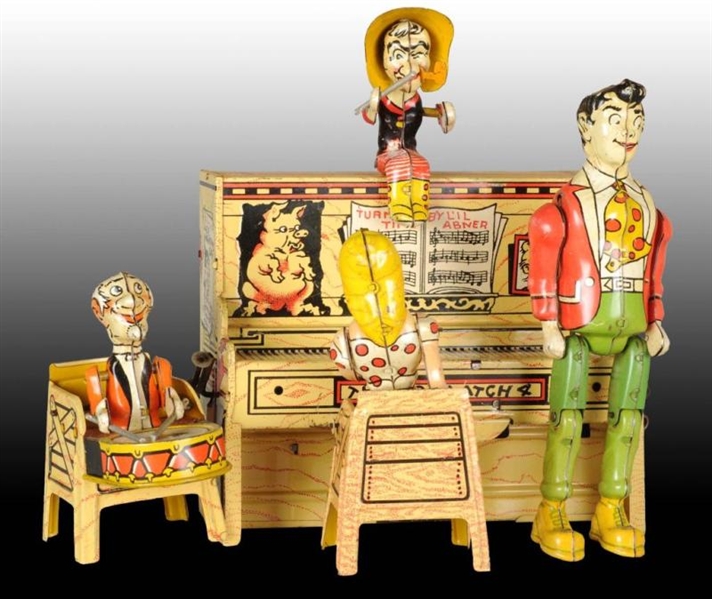 UNIQUE ART TIN WIND-UP LITTLE ABNER BAND TOY.     