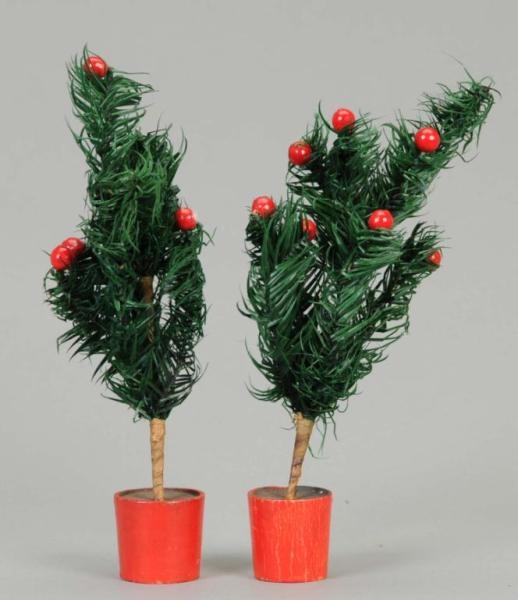TWO MINIATURE GERMAN FEATHER TREES                