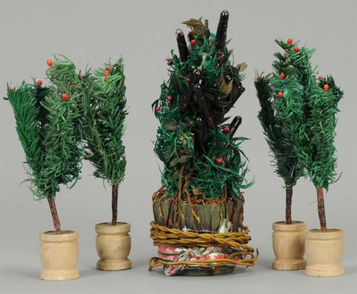 FIVE SMALL FEATHER TREES                          