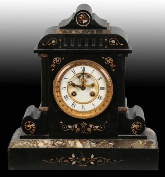 ANTIQUE MARBLE TIME & STRIKE CLOCK.               