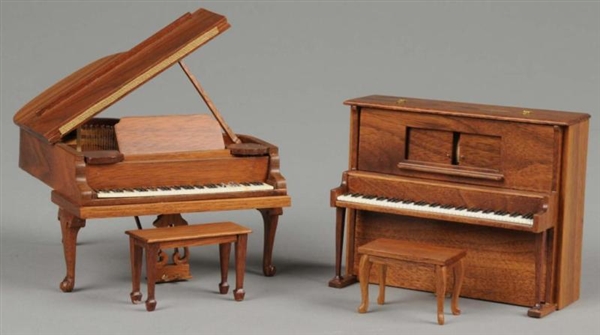 PAIR OF PARTELOW PIANOS WITH BENCHES              