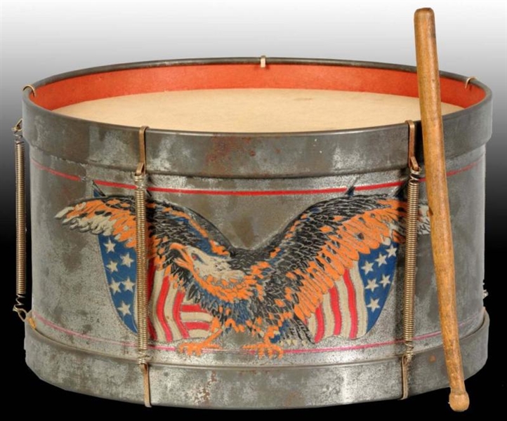 TIN AMERICAN EAGLE DECORATED TOY DRUM.            