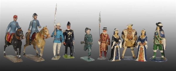 LOT OF 56: FRENCH & ENGLISH TOY SOLDIERS.         