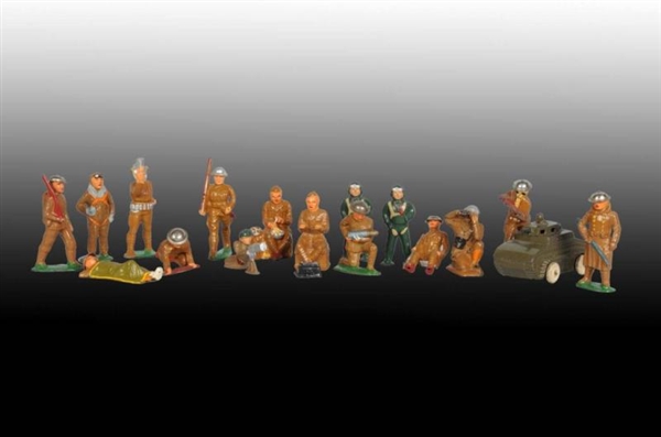 LOT OF 16: BARCLAY DIME STORE TOY ARMY SOLDIERS.  