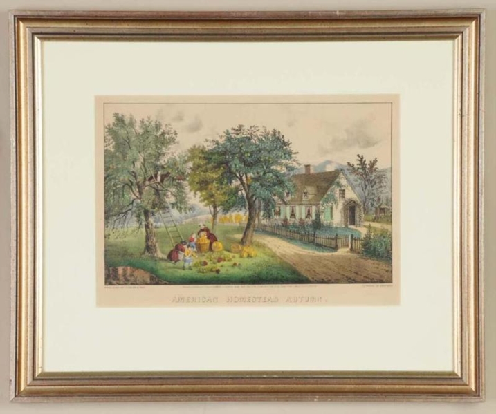 LOT OF 4: CURRIER & IVES HAND-COLORED LITHOGRAPHS.