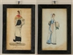 LOT OF 2: DRAWINGS OF COSTUMED MAIDENS.           