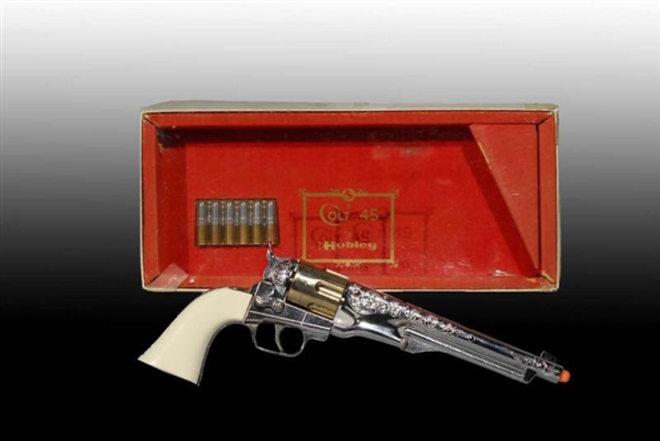 HUBLEY COLT 45 DIE-CAST CARTRIDGE GUN TOY.        