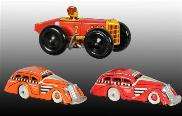 LOT OF 3: TIN MARX AUTOMOBILE WIND-UP TOYS.       
