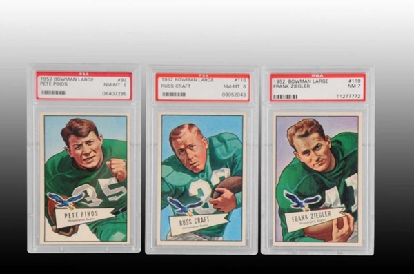 LOT OF 3: 1952 BOWMAN PHILADELPHIA FOOTBALL CARDS.