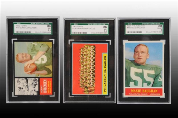 LOT OF 9: 1962 & 1964 FOOTBALL CARDS.             