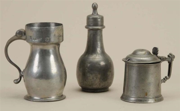 LOT OF 3: ENGLISH OR CONTINENTAL PEWTER.          