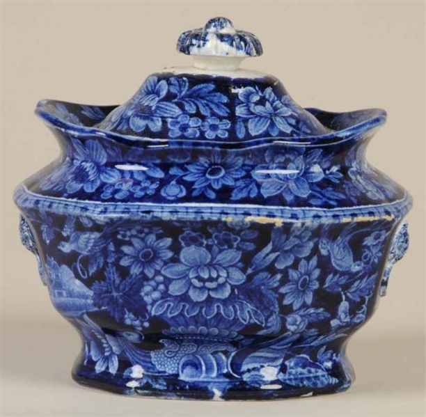 STAFFORDSHIRE HISTORICAL BLUE SUGAR BOWL BY CLEWS.