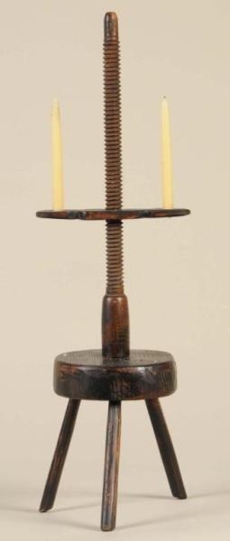 ADJUSTABLE WOODEN TWO-LIGHT CANDLESTAND.          