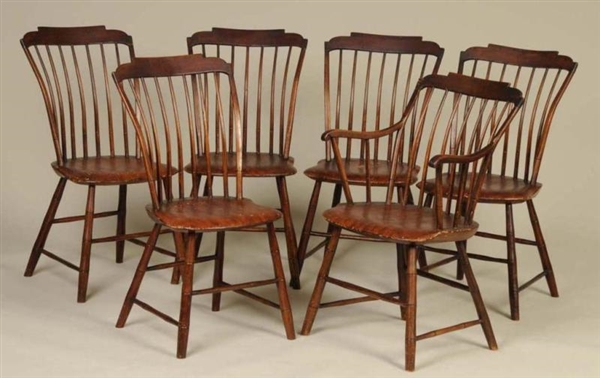 LOT OF 6: NEW ENGLAND WINDSOR RODBACK CHAIRS      
