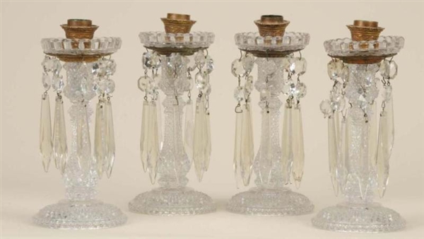 LOT OF 4: PRESSED GLASS LUSTRES.                  