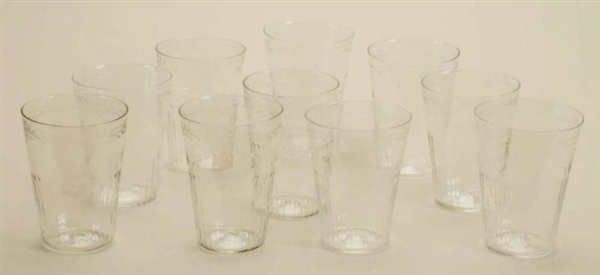 LOT OF 10: ASSEMBLED SET OF BLOWN FLIP GLASSES.   
