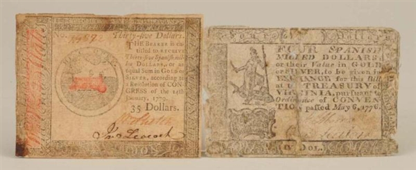 LOT OF 2: COLONIAL PRINTED CURRENCY.              