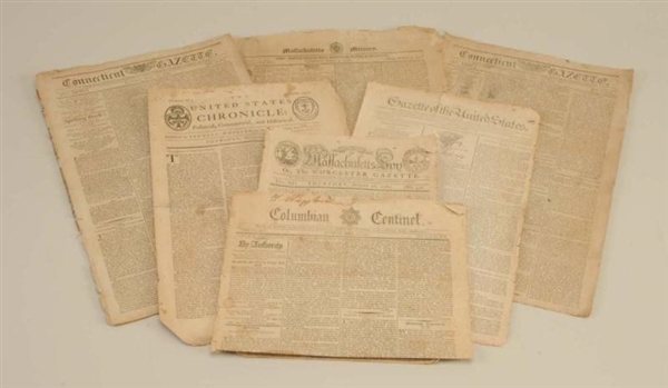 LOT OF 8: COLONIAL NEWSPAPERS.                    