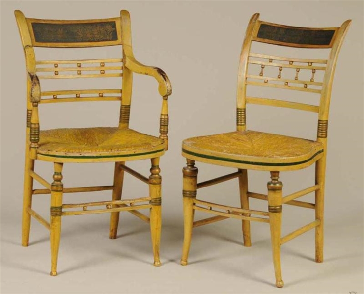 LOT OF 2: PAINTED FANCY CHAIRS.                   