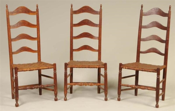 LOT OF 3: FOUR-SLAT LADDERBACK SIDE CHAIRS.       