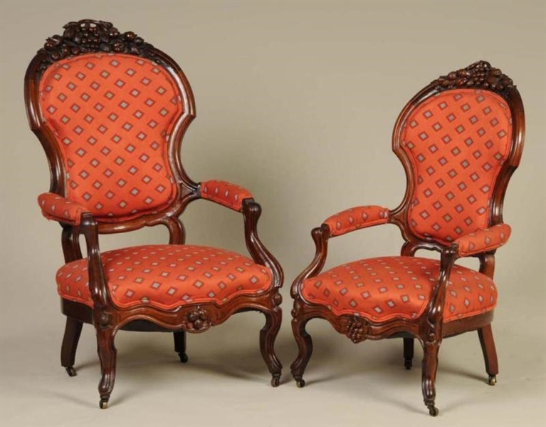 LOT OF 2: VICTORIAN UPHOLSTERED ARMCHAIRS.        
