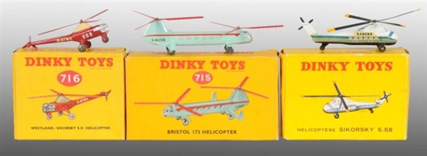 LOT OF 3: DINKY TOYS DIE-CAST HELICOPTERS IN OB   